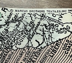 Vtg Marcus Brothers Textiles Fabric African Map Toile Themed On Pink 108” X 44”