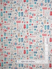Sewing Notions Pins Buttons Cotton Fabric Makower Stitch In Time By The Yard
