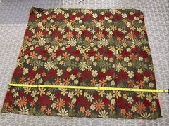 Fabric Remnant Designer Material Brown Flower Power Olive, Orange, Gold 57” X 52