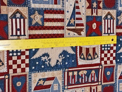 Vtg Americana USA Upholstery Fabric 54 ” X 48″ USA 1776 Flag House Boat Star