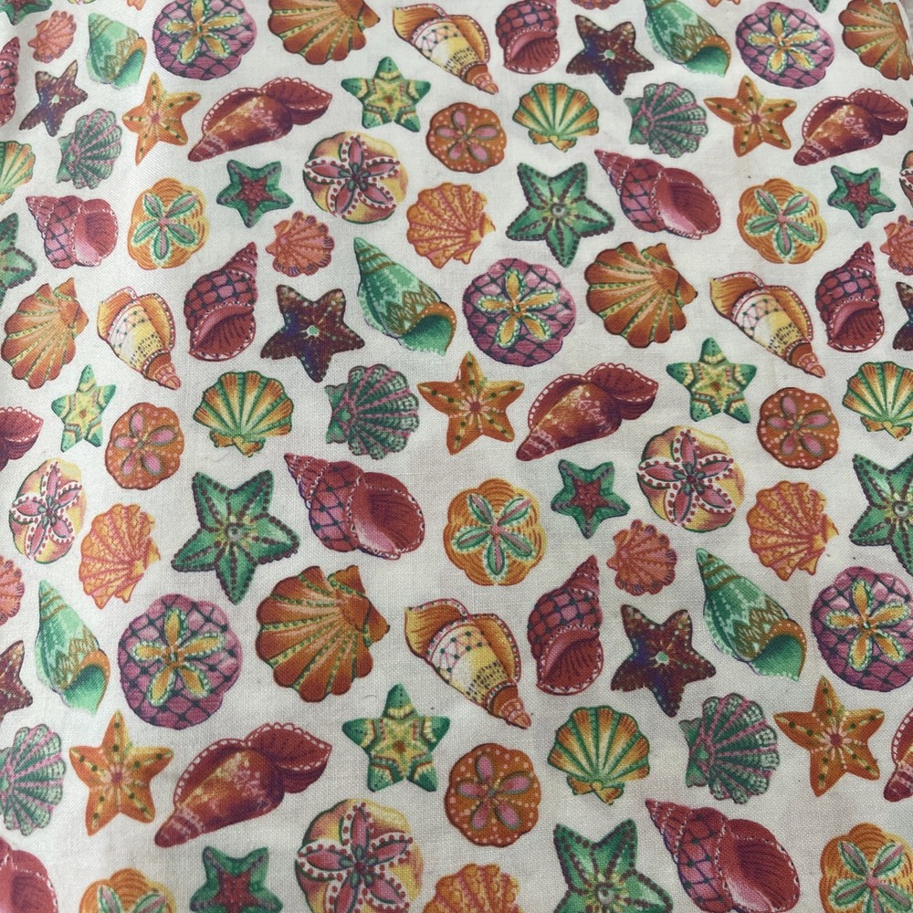 Vintage Fabric Lyndurst Cotton Colorful Seashells Sold BTY Janet Orfini