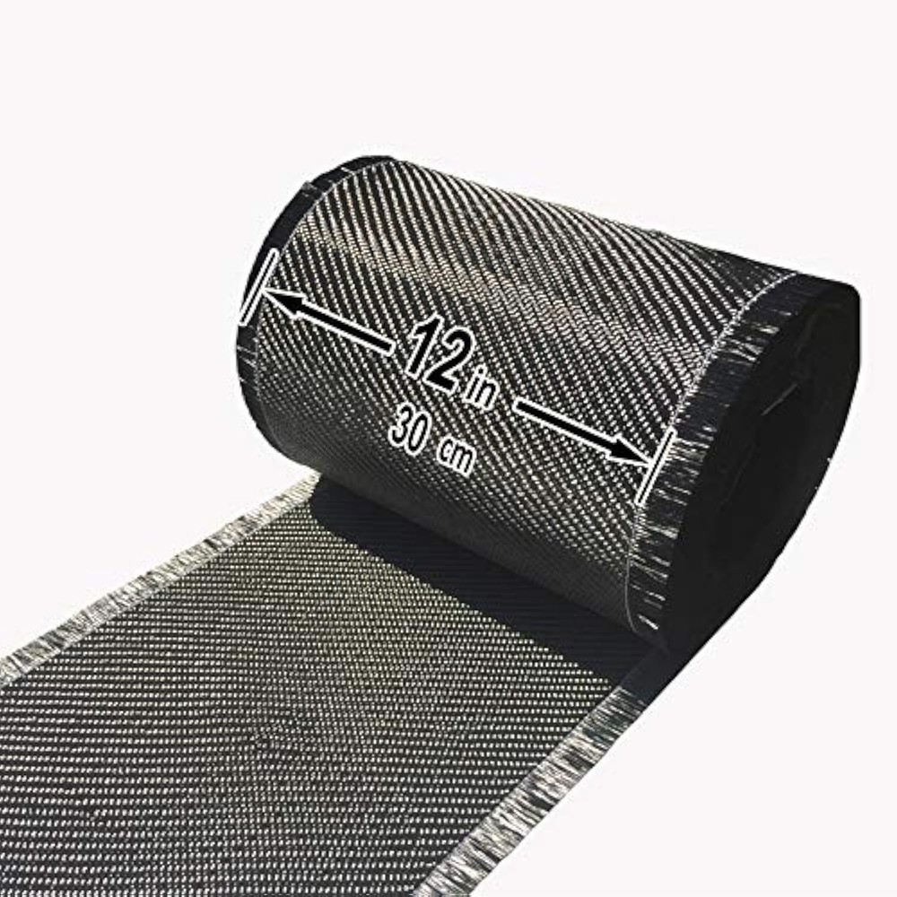 5 Ft x 12″ Carbon Fiber Fabric 2×2 Twill Weave 3K/220g Cloth DIY Material