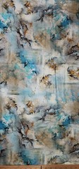 Wool Blend Floral Printed Thick Winter Spun Soft Fabric 45”W Sold BTY Blue
