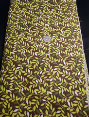 2 Yds Green Trailing Leaves Brown Background Fabric
