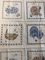 Veg Joan Kessler Concord Fabrics Cotton Panel Cream Floral Animals 44”x43”