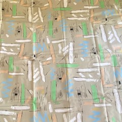 BTY 1980s Abstract Fabric Pastel Taupe Cotton Cranston Print Works