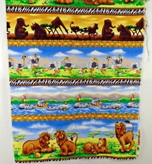 Animal Stripes Remnant Ostrich Lions Hippos African Cotton Fabric 36×36″