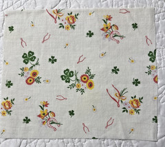 VINTAGE 1930s Feedsack fabric piece Lucky Charms Print 10×8″