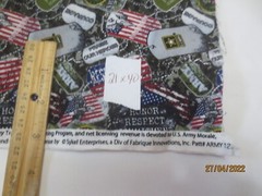 20 x 40 “United States US Army Cotton Fabric Dog Tags Cotton Quilting Fabric