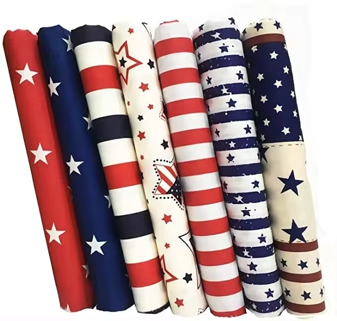 7pcs Patriotic American Flag Strips Decoration Cotton DIY Craft Sewing 16×20″
