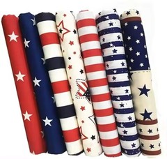 7pcs Patriotic American Flag Strips Decoration Cotton DIY Craft Sewing 16×20″