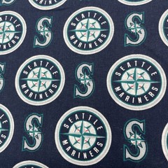 Seattle Mariners Print MLB Baseball Cotton Quilting Fabric 58” Wide – One Yard