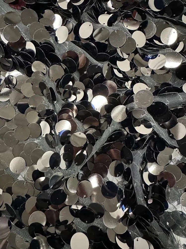 Black 18MM Paillette Sequins Trim Fabric Oversized Round Costumes Dancewear