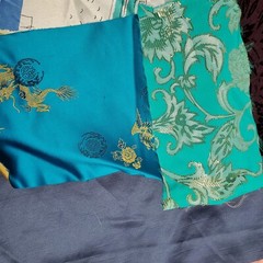 Crazy Quilt Fabric Scrap Lot 13 Ounces Satin Velvet Brocade