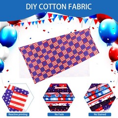10 Pcs Patriotic Cotton Quilting Fabric Bundle, 20×20 Inch 4th of July Red White