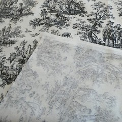 Waverly Rustic Toile Fabric Black & White 54×102 inches Country Life Scenes