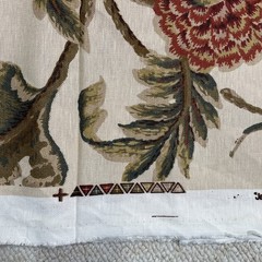 Schumacher J H Thorp JACOBEAN PRINTED CREWEL Cotton Linen Fabric ~ 3.25 yds READ