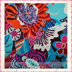 BonEful Fabric FQ Cotton Quilt Barcelona Spain VTG Spanish Flower Rainbow Bright