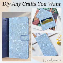 54 X 11.8 Inch Vintage PU Leather Butterfly Flower Embossed Rolls Floral Texture