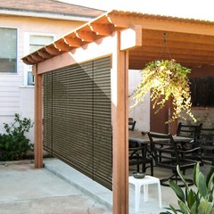 4-8 FT Roller Shade Brown Roll up Shade for Patio Porch Pergola Balcony Outdoor