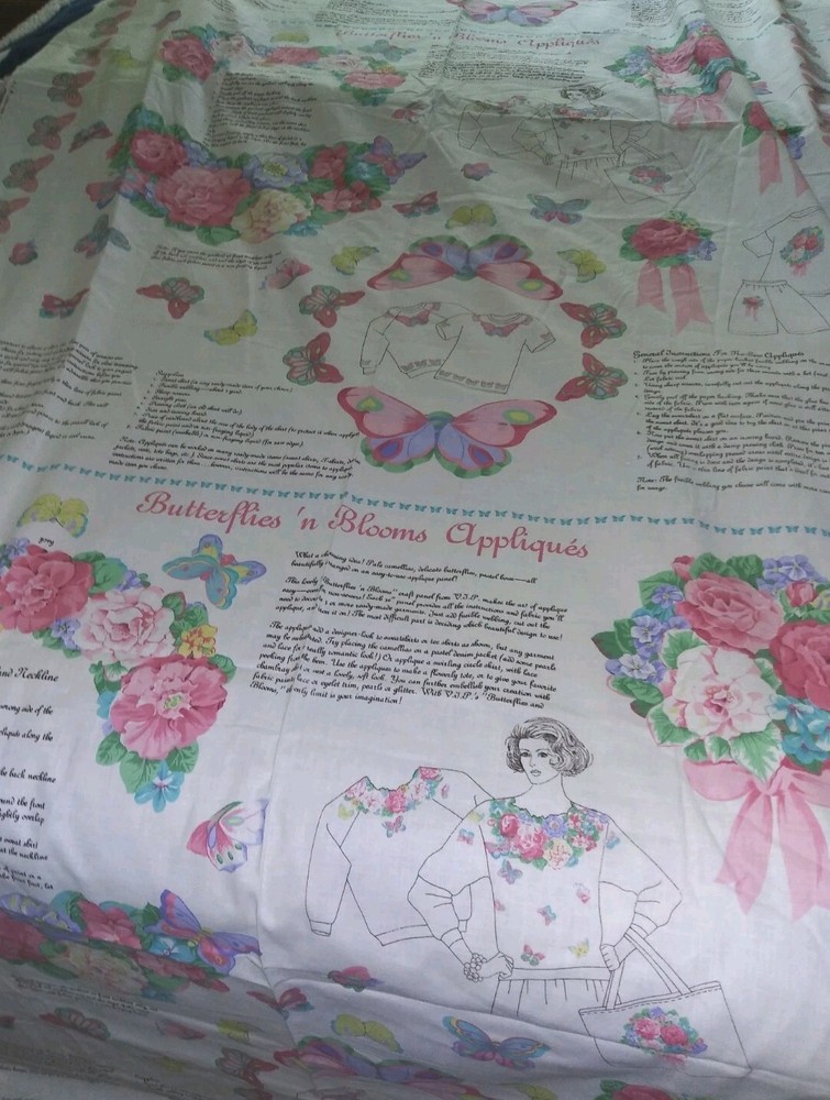 Lot Of 3 Cranston Print Works V.I.P Panels Butterflies ‘n Blooms Appliques