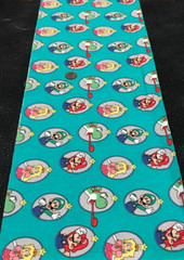 Super Mario & Friends*Badges*on Jade/Teal* Springs Creative*100% Cotton*8″ X 22″