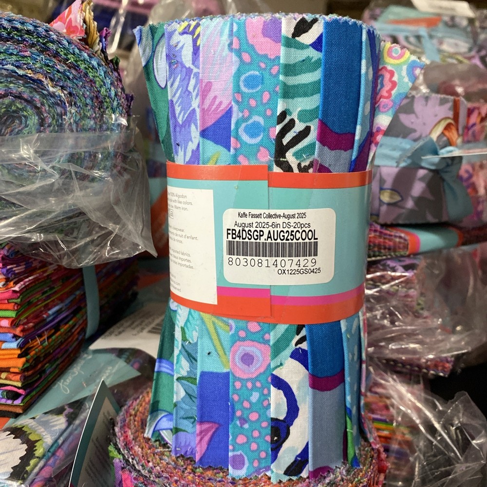 Kaffe Fassett Collective Aug 2025 – Design STRIP – COOL 6″ x 42-44″ strips
