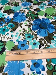 Dupont Upholstery Fabric Floral Print 1/2 yard x 46″ Blue/Green Vtg