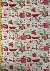 Strawberry Farm Beige Timeless Treasures Fabric Fruit CD3400 strawberries flower