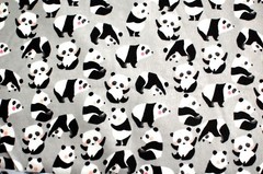 BTY ROLLING PANDA BEARS ON LIGHT GREY FLANNEL 100% COTTON FABRIC 42×36″ 1 YD