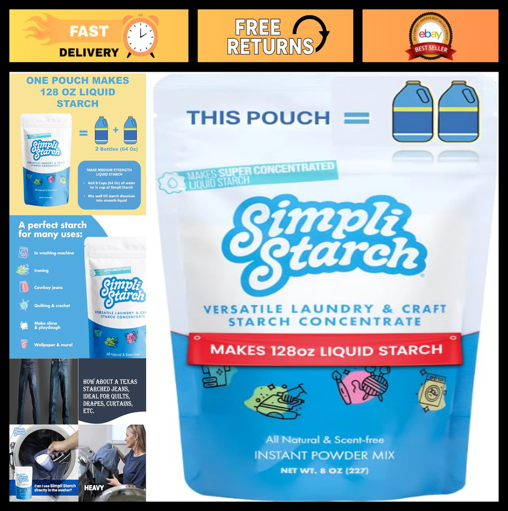 Dissolvable Liquid Starch Powder – 128 Oz for Fabric Stiffening, Wrinkle Removal
