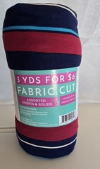 3 yards Stone Harbor “Jersey” Feel fabric Blue/Burgundy/Aqua Striped 108″x45″