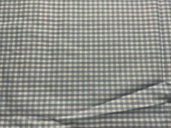 Tiny Light Blue White Gingham Check Cotton Blend Fabric 84in X 44in