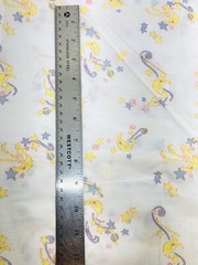 Moon Stars Planet Pink Blue Yellow Pastels on White 3Y x 45″W VTG Cotton Fabric