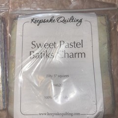 KQ Sweet Pastel Batiks Charm. 50 Pieces. 5” Squares Total 100 Squares W/ 2 Pack