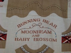 Vintage Running Bear MoonBeam and Baby Blossom Concord Fabric Craft Panel