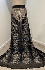 Black Gold Embroidery 4way stretch sequin Lace fabric 50” Width 1 Yard