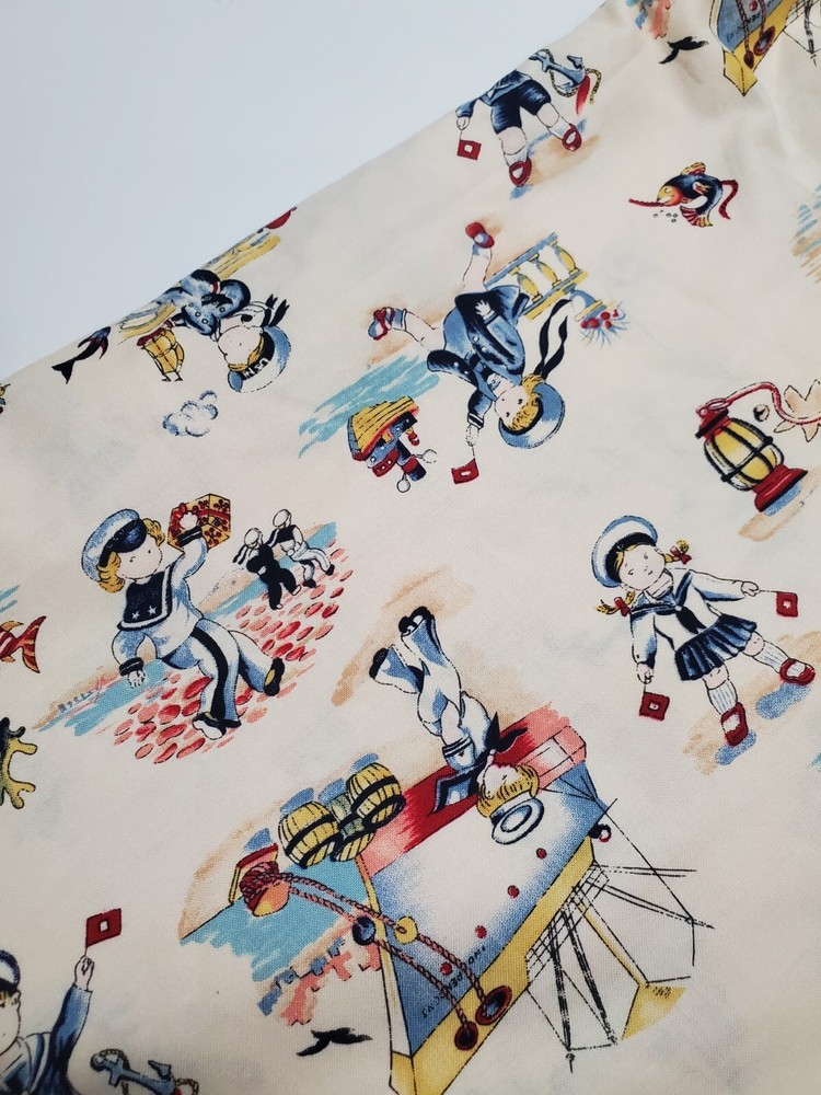 Retro Fabric Faye Burgos Kids Play Sailors Nautical Sew Quilt Kitschy ONE YARD