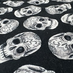 Halloween Black Gray White Sugar Skulls Collage Cotton Fabric BTHalfY #68