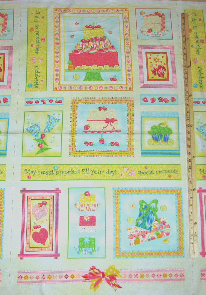 Frosted Fondant Cupcake Cup Cake Dessert Fabric Panel 23″ #7047