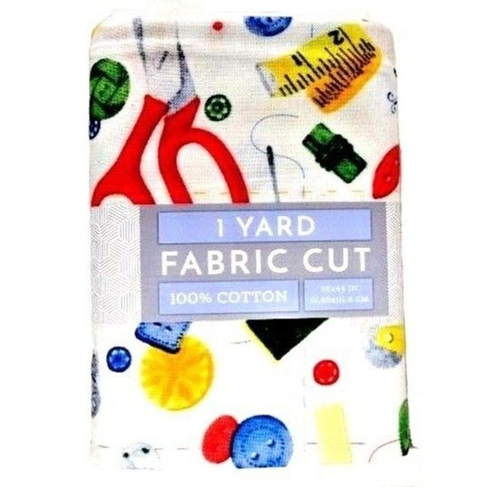 Sewing Supplies Fabric Precut 36 x 44-in Scissors Tape Measure Buttons Design