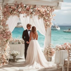 1 PCS Ivory Green Wedding Arch Draping Fabric Sheer Backdrop Floral Decor