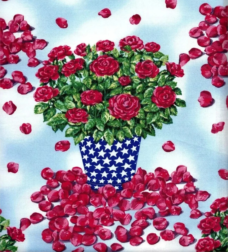 New York State Flower NYC Commemorative Rose 9-11 Never Forget Fabric FQ 1/4 YD