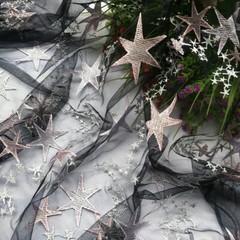 Lace Fabric Star Embroidery Tulle Lace Fabric Material DIY Bridal Wedding Dress