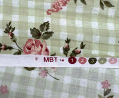 Pink Rose Blue Floral Print Green White Gingham Plaid Cotton Fabric BTHY #61