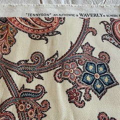 Vtg Waverly Tennyson Fabric Jacobean Floral Vine Cotton Screen Print 29”sq PIECE