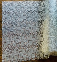 White Lace Fabric Floral Pattern Embroidery Scalloped DIY Wedding Party Decor