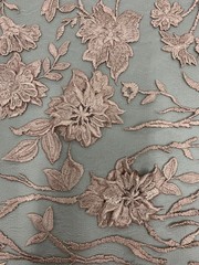 Nina DARK MAUVE Polyester 3-D Floral Embroidery on Mesh Lace Fabric by the Yard