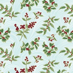BENARTEX – A Winter’s Day by Jackie Robinson – Metallic – Holly & Waves – Aqua
