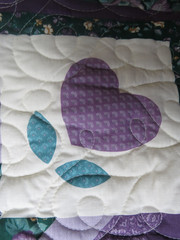 Tablecover Throw Quilted Panel Purple Green Star Floral Pattern 34″x36″ Cottage